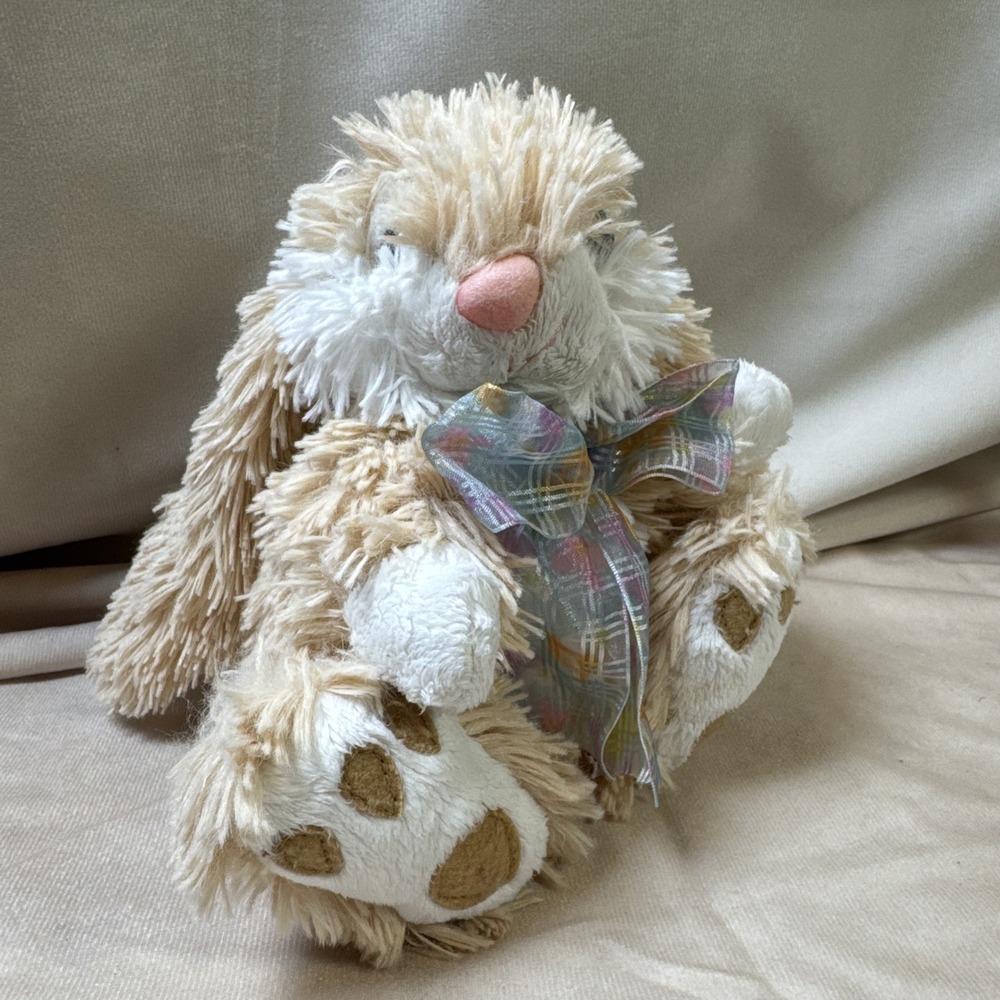 KIDS OF AMERICA CORP Stuff/Plush rabbit EASTER BUNNY 8" tan & white pastel Bow